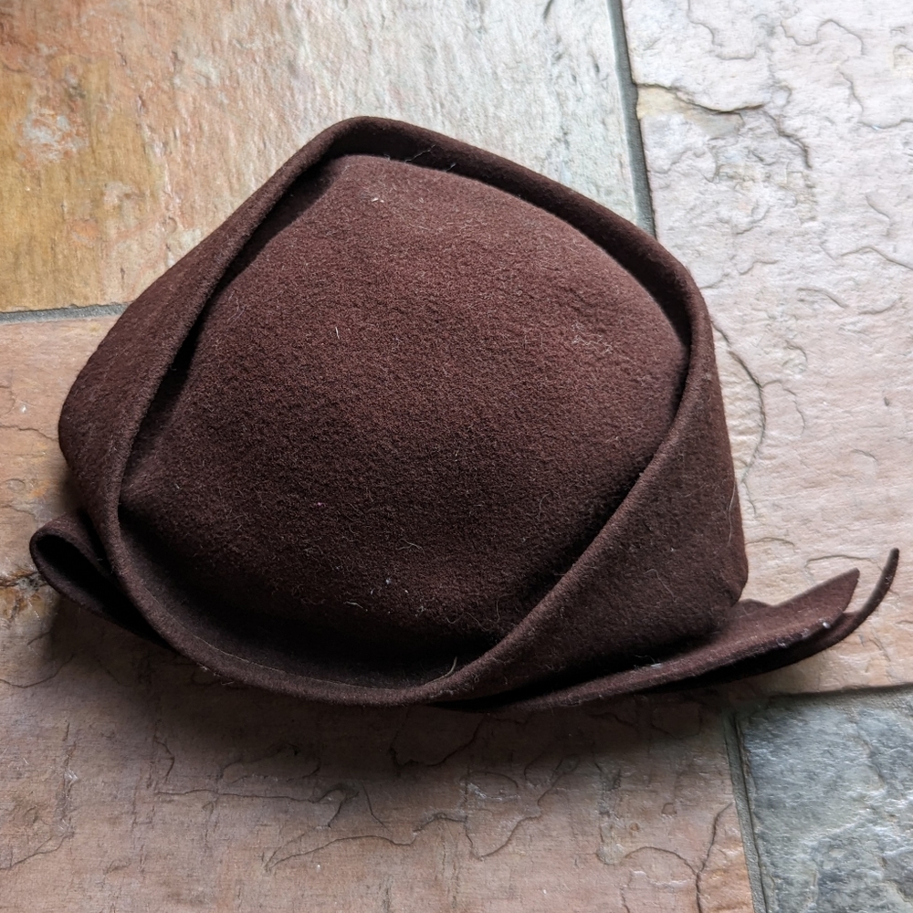 1940's WOOL TILT HAT 40's chocolate brown - Picture 5 of 7